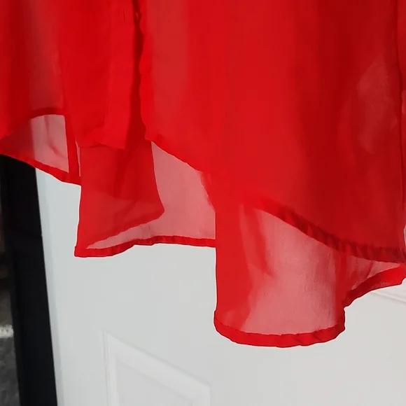 H&M Hot Red Sheer Sleeveless Top - Picture 5 of 5